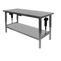 Hæve-/sænkebord, med underhylde, 60 cm dyb og længde efter mål