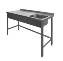 RESTSALG - Stålbord med vask og åpen sokkel - 1800x600x850 mm
