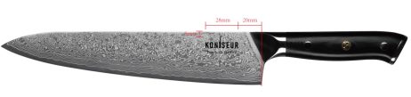 Kokkekniv 24 cm. 67 lag Damascus stål - KONISEUR - Tools By Gastro