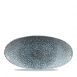 Tallerken oval 29 cm, Raku Topaz Blue - Churchill