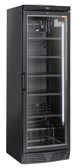 Displaykøleskab i sort, 350 liter - Coolhead